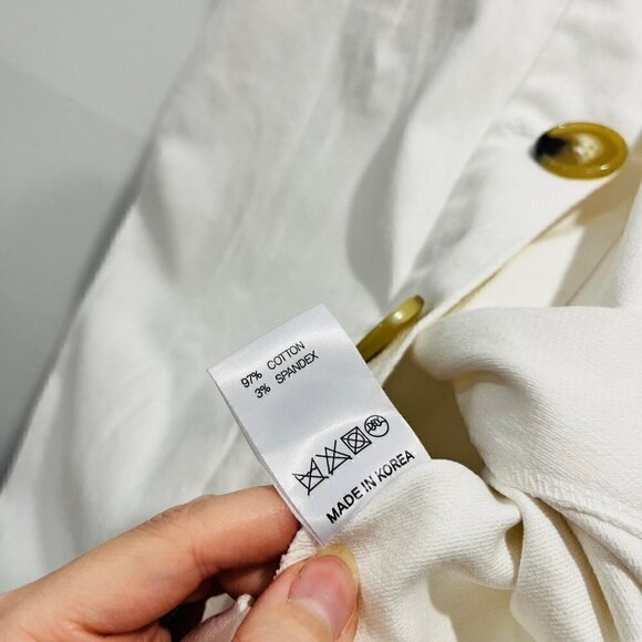 Anthropologie Pixie Market Noah Ecru White Cream Big Button Cotton Mini Dress XS - Picture 10 of 12